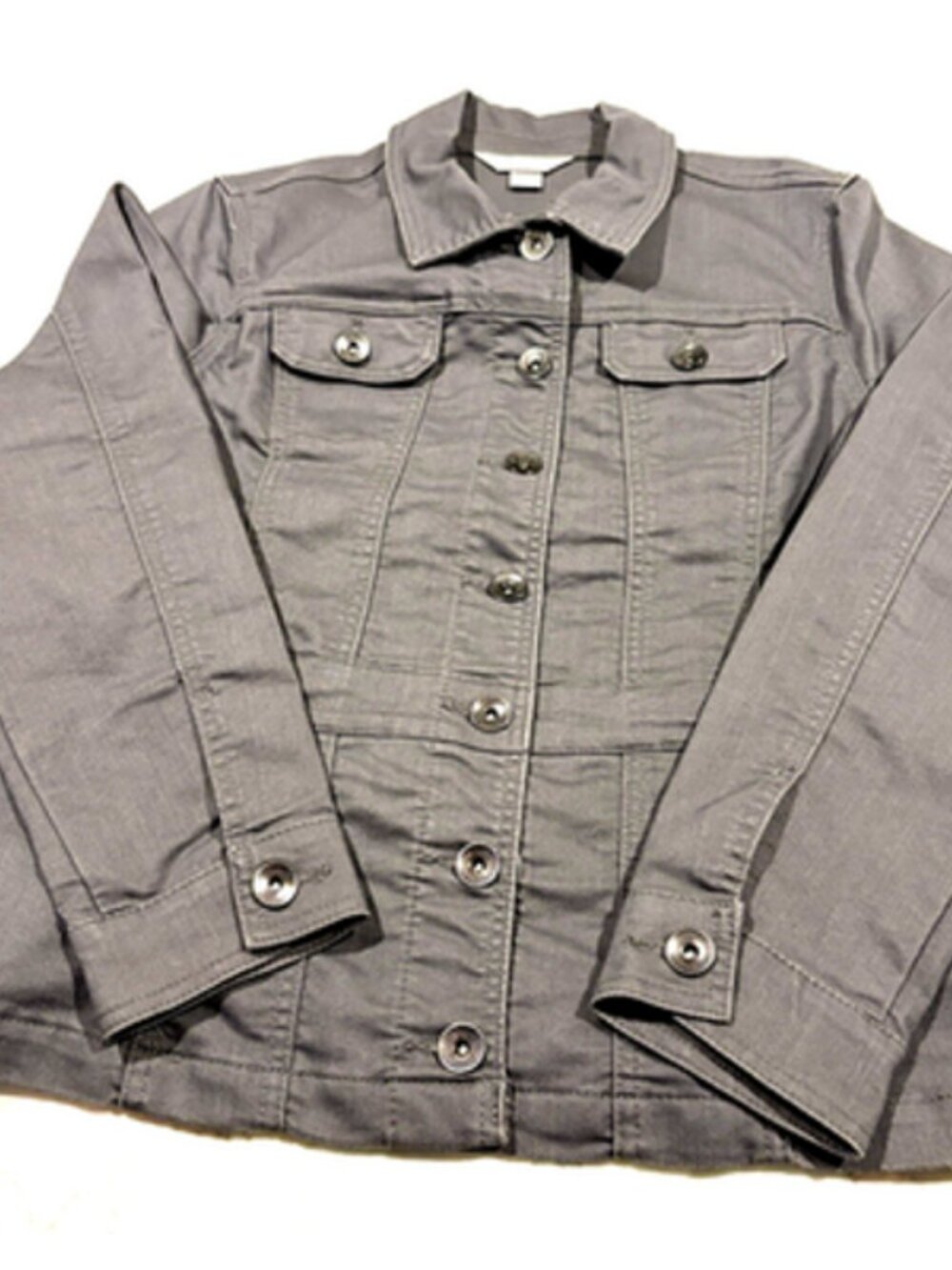Gray Button Front Denim Style Jacket